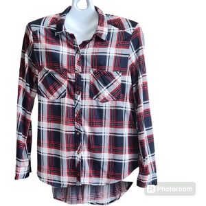Passport Retro-inspired Women's  Relaxed Fit & Cozy Cottagecore Plaid Shirt L